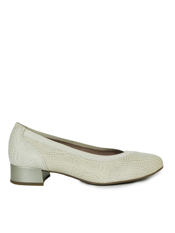 ZAPATO DE SALÓN BEIGE CON ELÁSTICO PITILLOS 10450 BEIGE/ORO