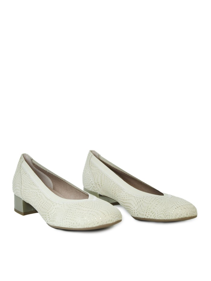 ZAPATO DE SALÓN BEIGE CON ELÁSTICO PITILLOS 10450 BEIGE/ORO