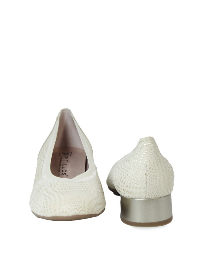 ZAPATO DE SALÓN BEIGE CON ELÁSTICO PITILLOS 10450 BEIGE/ORO