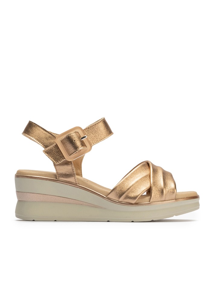 SANDALIAS METALIZADAS DE CUÑA PITILLOS 10364 ROSA