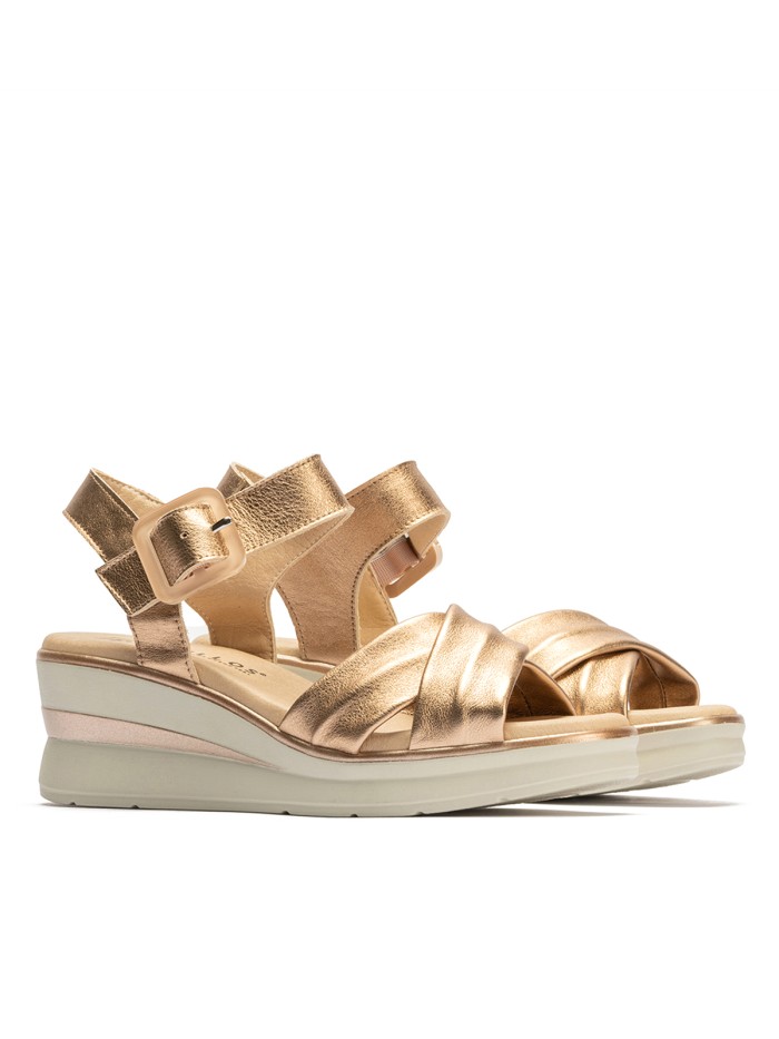 SANDALIAS METALIZADAS DE CUÑA PITILLOS 10364 ROSA