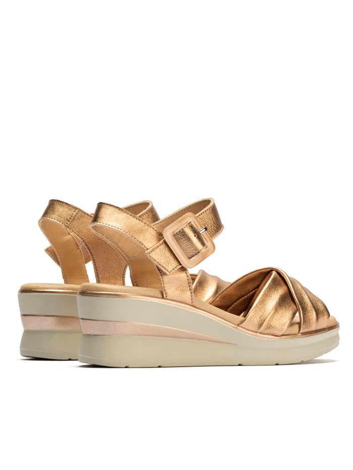 SANDALIAS METALIZADAS DE CUÑA PITILLOS 10364 ROSA