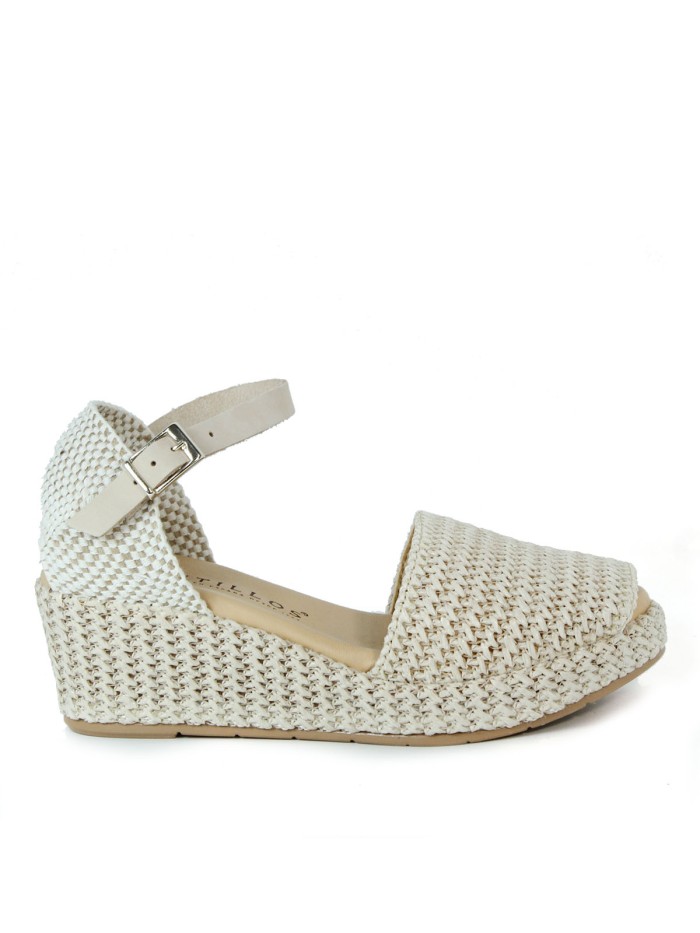 SANDALIAS DE CUÑA EN RAFIA PITILLOS 5501 NATURAL