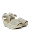 SANDALIAS DE CUÑA EN RAFIA PITILLOS 5501 NATURAL