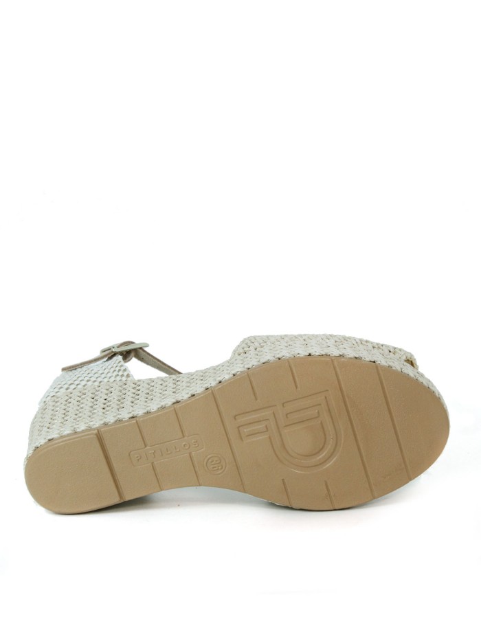 SANDALIAS DE CUÑA EN RAFIA PITILLOS 5501 NATURAL