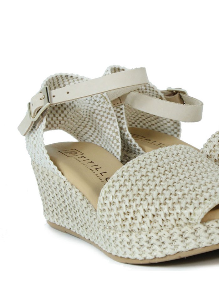 SANDALIAS DE CUÑA EN RAFIA PITILLOS 5501 NATURAL