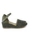 SANDALIAS DE RAFIA CON CUÑA PITILLOS 5501 KAKI
