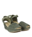 SANDALIAS DE RAFIA CON CUÑA PITILLOS 5501 KAKI