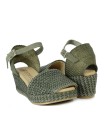 SANDALIAS DE RAFIA CON CUÑA PITILLOS 5501 KAKI