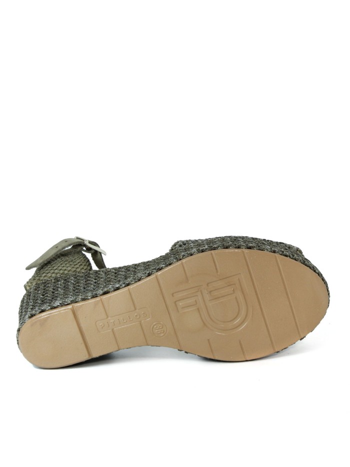 SANDALIAS DE RAFIA CON CUÑA PITILLOS 5501 KAKI