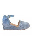 SANDALIAS DE RAFIA CON CUÑA PITILLOS 5501 CELESTE