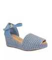 SANDALIAS DE RAFIA CON CUÑA PITILLOS 5501 CELESTE