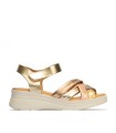 SANDALIAS DE CUÑA EN TONOS TIERRA DE PIEL PITILLOS 10610 ORO