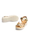 SANDALIAS DE CUÑA EN TONOS TIERRA DE PIEL PITILLOS 10610 ORO