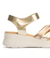 SANDALIAS DE CUÑA EN TONOS TIERRA DE PIEL PITILLOS 10610 ORO