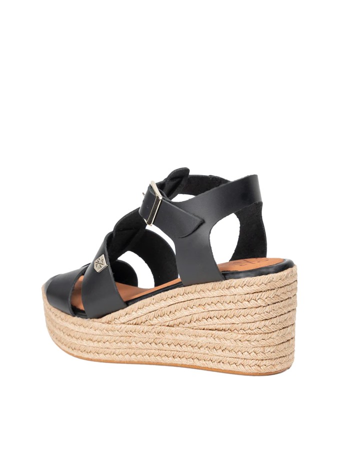 ALPARGATA DE CUÑA DE YUTE NEGRO POPA GRUMARI VAQUETA