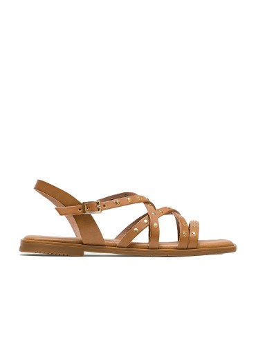 SANDALIA PLANA DE PIEL CON TACHUELAS TAUPE PORRONET 3113 VICTORIA