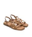 SANDALIA PLANA DE PIEL CON TACHUELAS TAUPE PORRONET 3113 VICTORIA