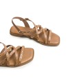 SANDALIA PLANA DE PIEL CON TACHUELAS TAUPE PORRONET 3113 VICTORIA