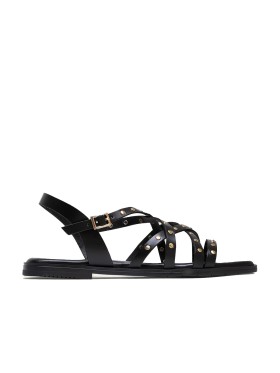SANDALIA PLANA DE PIEL CON TACHUELAS NEGRO PORRONET 3113 VICTORIA