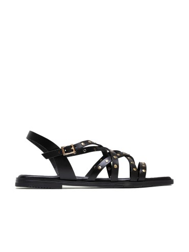 SANDALIA PLANA DE PIEL CON TACHUELAS NEGRO PORRONET 3113 VICTORIA