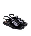 SANDALIA PLANA DE PIEL TIRAS NEGRO PORRONET 3120 VIOLETA
