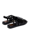SANDALIA PLANA DE PIEL TIRAS NEGRO PORRONET 3120 VIOLETA