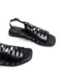 SANDALIA PLANA DE PIEL TIRAS NEGRO PORRONET 3120 VIOLETA