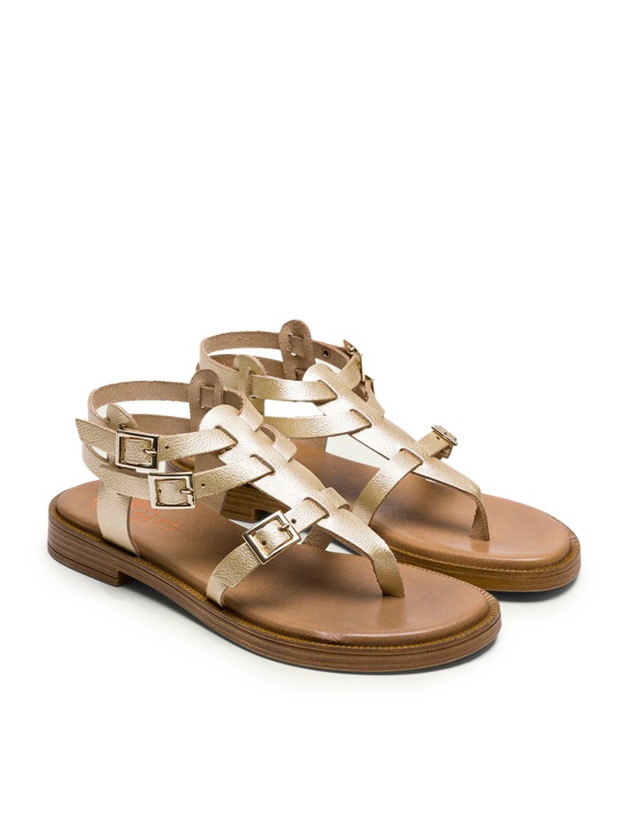SANDALIA PLANA ROMANA DE PIEL ORO PORRONET 3129 MILEY