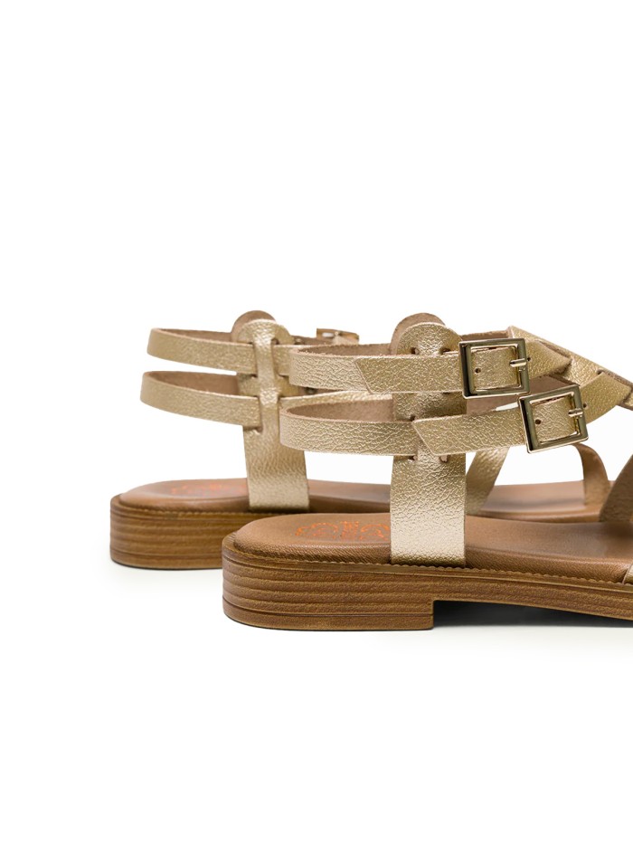 SANDALIA PLANA ROMANA DE PIEL ORO PORRONET 3129 MILEY