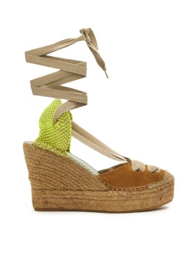 ALPARGATAS DE YUTE CON CUÑA STAR LOVE MERIDIAN 52 CANELA-AMARILLO