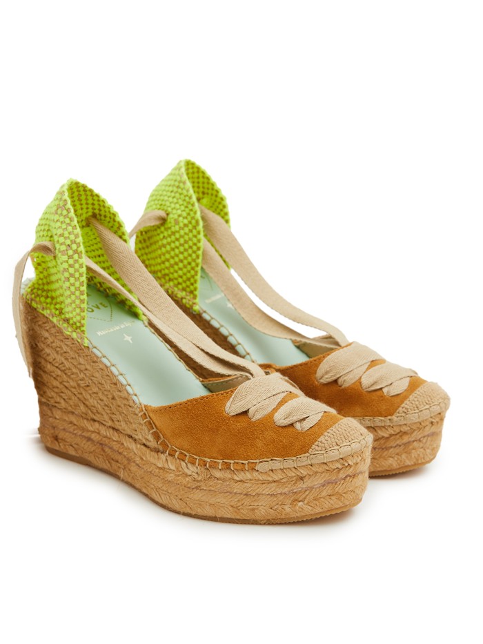 ALPARGATAS DE YUTE CON CUÑA STAR LOVE MERIDIAN 52 CANELA-AMARILLO