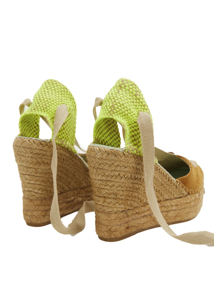 ALPARGATAS DE YUTE CON CUÑA STAR LOVE MERIDIAN 52 CANELA-AMARILLO