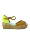 ALPARGATA DE CUÑA EN PIEL SERRAJE FLUOR STAR LOVE DALIM 52 CANELA-AMARILLO