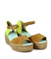 ALPARGATA DE CUÑA EN PIEL SERRAJE FLUOR STAR LOVE DALIM 52 CANELA-AMARILLO