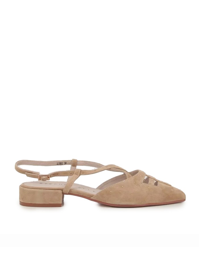 ZAPATO DESTALONADO CON TACON BAJO STEPHEN ALLEN LIBBY CAMEL