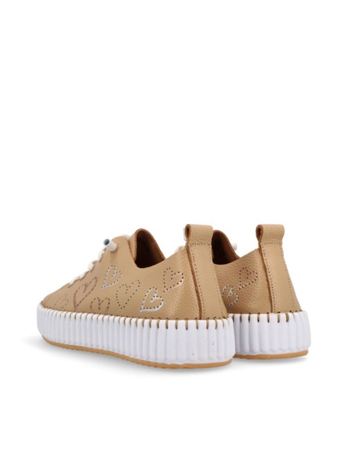 ZAPATILLAS FRESCAS DE PIEL CON CORAZONES THE HAPPY MONK MALLORCA 009 BEIGE