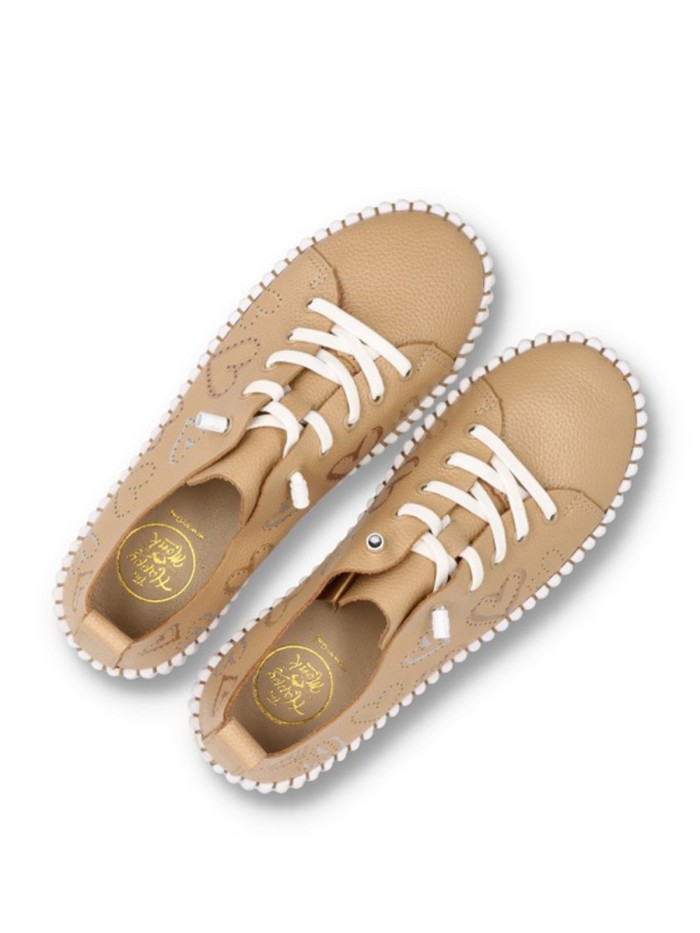 ZAPATILLAS FRESCAS DE PIEL CON CORAZONES THE HAPPY MONK MALLORCA 009 BEIGE