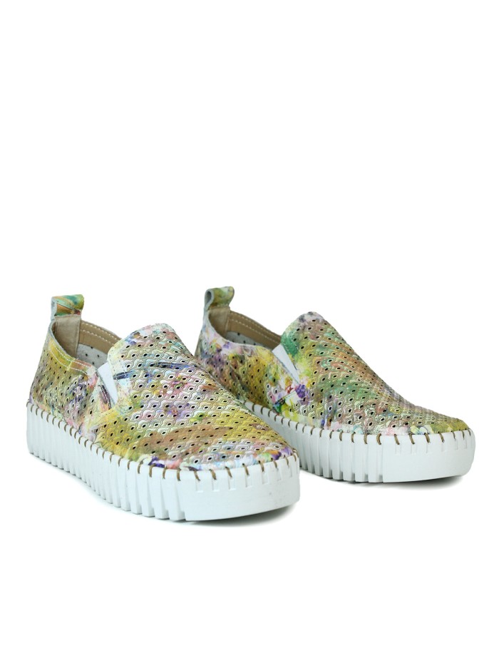 ZAPATILLAS FRESCAS DE PIEL THE HAPPY MONK BLOCK 001 FLORES MORADO