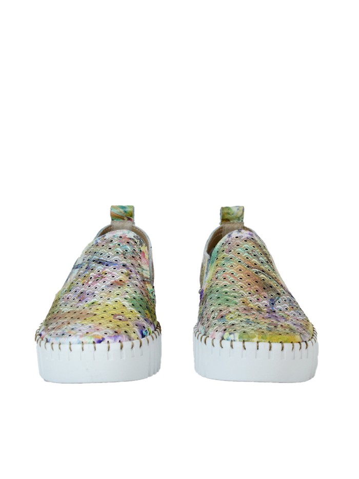 ZAPATILLAS FRESCAS DE PIEL THE HAPPY MONK BLOCK 001 FLORES MORADO