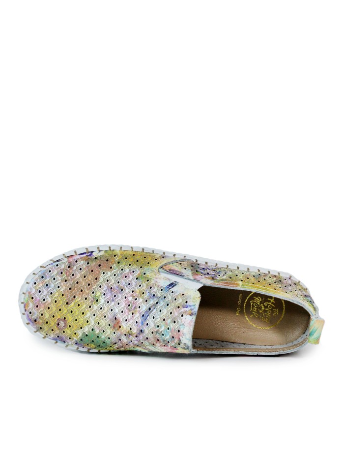 ZAPATILLAS FRESCAS DE PIEL THE HAPPY MONK BLOCK 001 FLORES MORADO