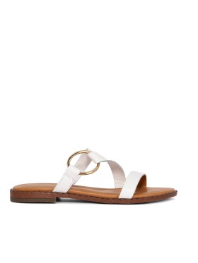 SANDALIAS PLANAS DE PIEL THE HAPPY MONK MENORCA 009 BLANCO