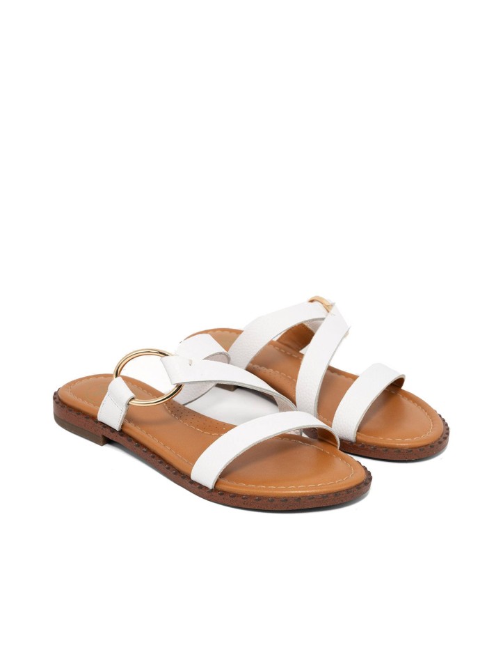 SANDALIAS PLANAS DE PIEL THE HAPPY MONK MENORCA 009 BLANCO