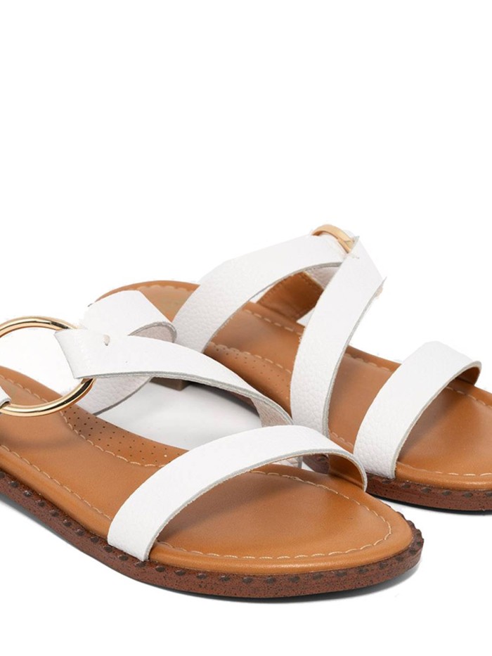 SANDALIAS PLANAS DE PIEL THE HAPPY MONK MENORCA 009 BLANCO