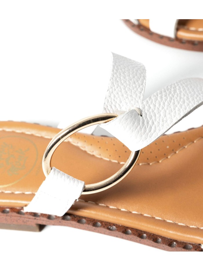 SANDALIAS PLANAS DE PIEL THE HAPPY MONK MENORCA 009 BLANCO