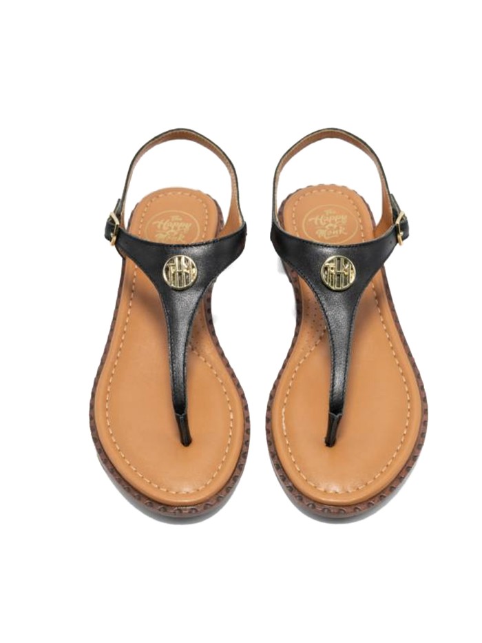 SANDALIAS PLANAS DE PIEL THE HAPPY MONK MENORCA 001 NEGRO