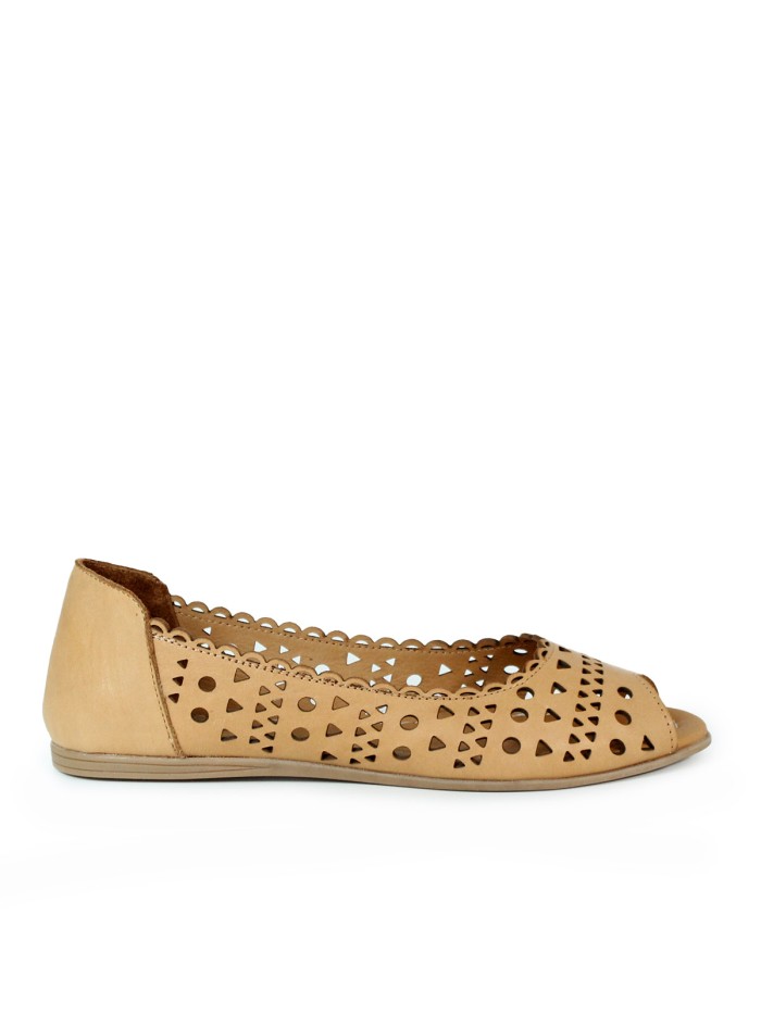 BAILARINAS DE PIEL TROQUELADAS TOP 3 SR25450 CUERO