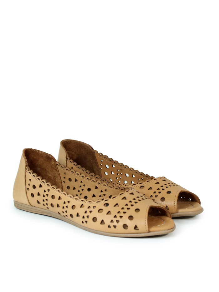 BAILARINAS DE PIEL TROQUELADAS TOP 3 SR25450 CUERO