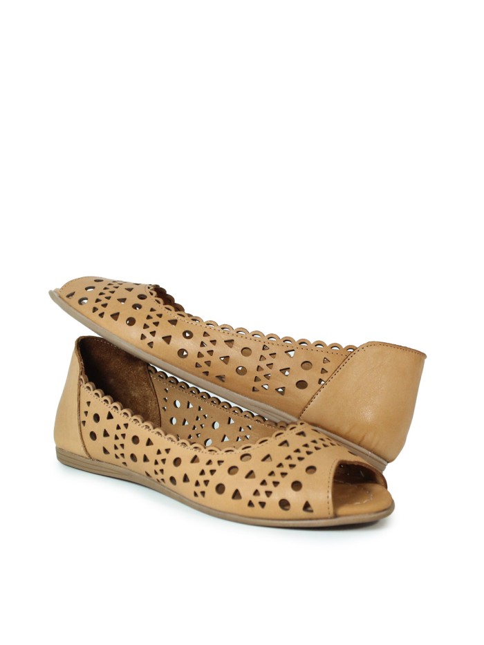 BAILARINAS DE PIEL TROQUELADAS TOP 3 SR25450 CUERO