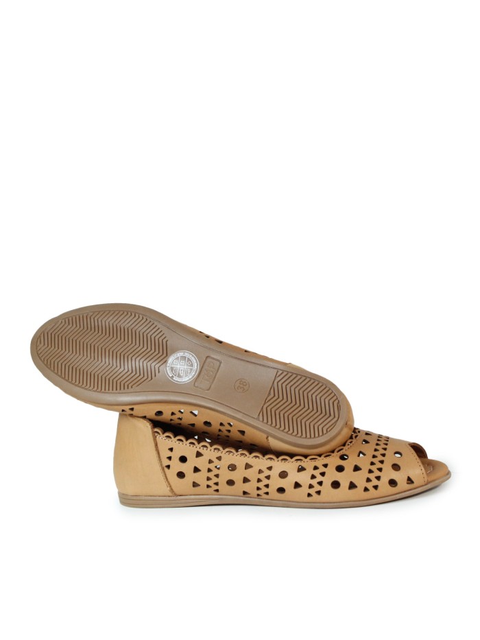 BAILARINAS DE PIEL TROQUELADAS TOP 3 SR25450 CUERO